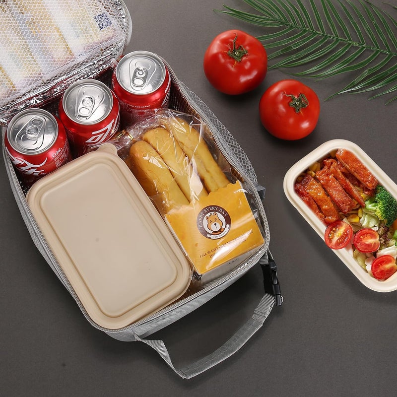 Lovoeo Lunch box Lunch bag for men women Insulated Lunchbox Lunch bags for Work Picnic Travel (Light grey) - Image 5